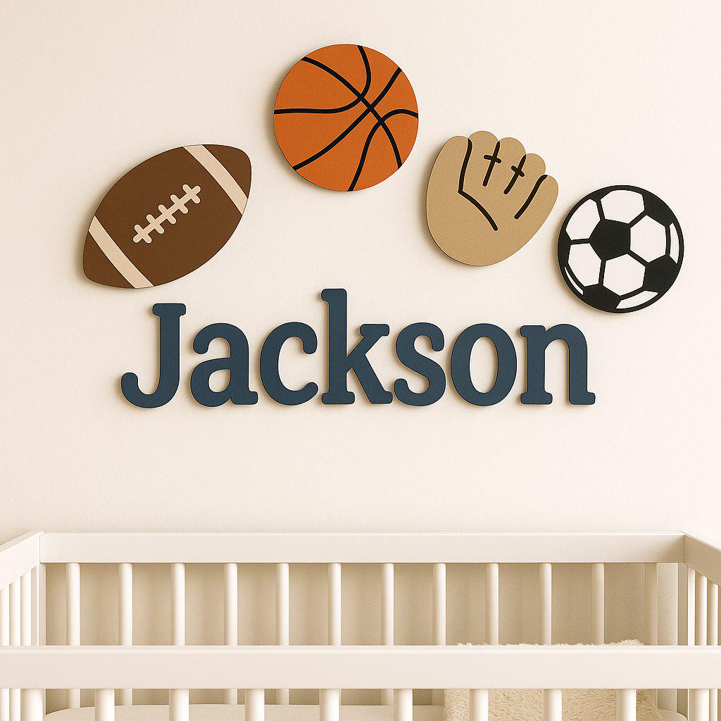 Personalized Wooden Nursery Name Sign – Custom Kids Room Wall Decor