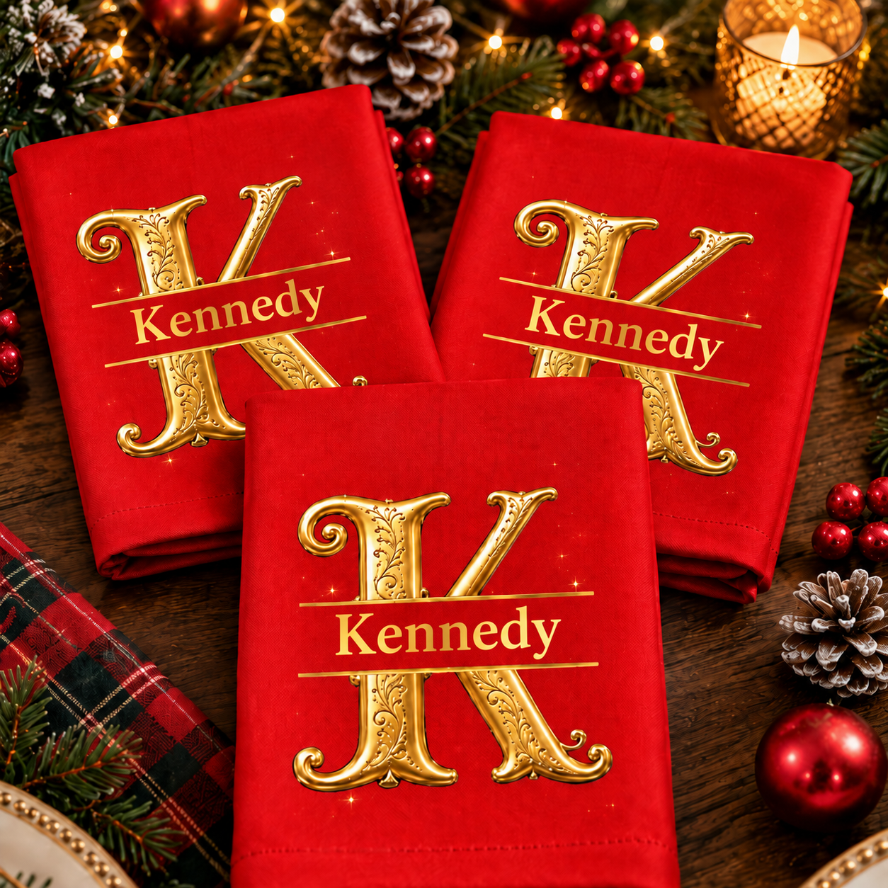 Personalized Cotton Napkin - Personalized Christmas Birthday Gifts For Mom, Dad, Brother, Sister - Gather & Be Merry