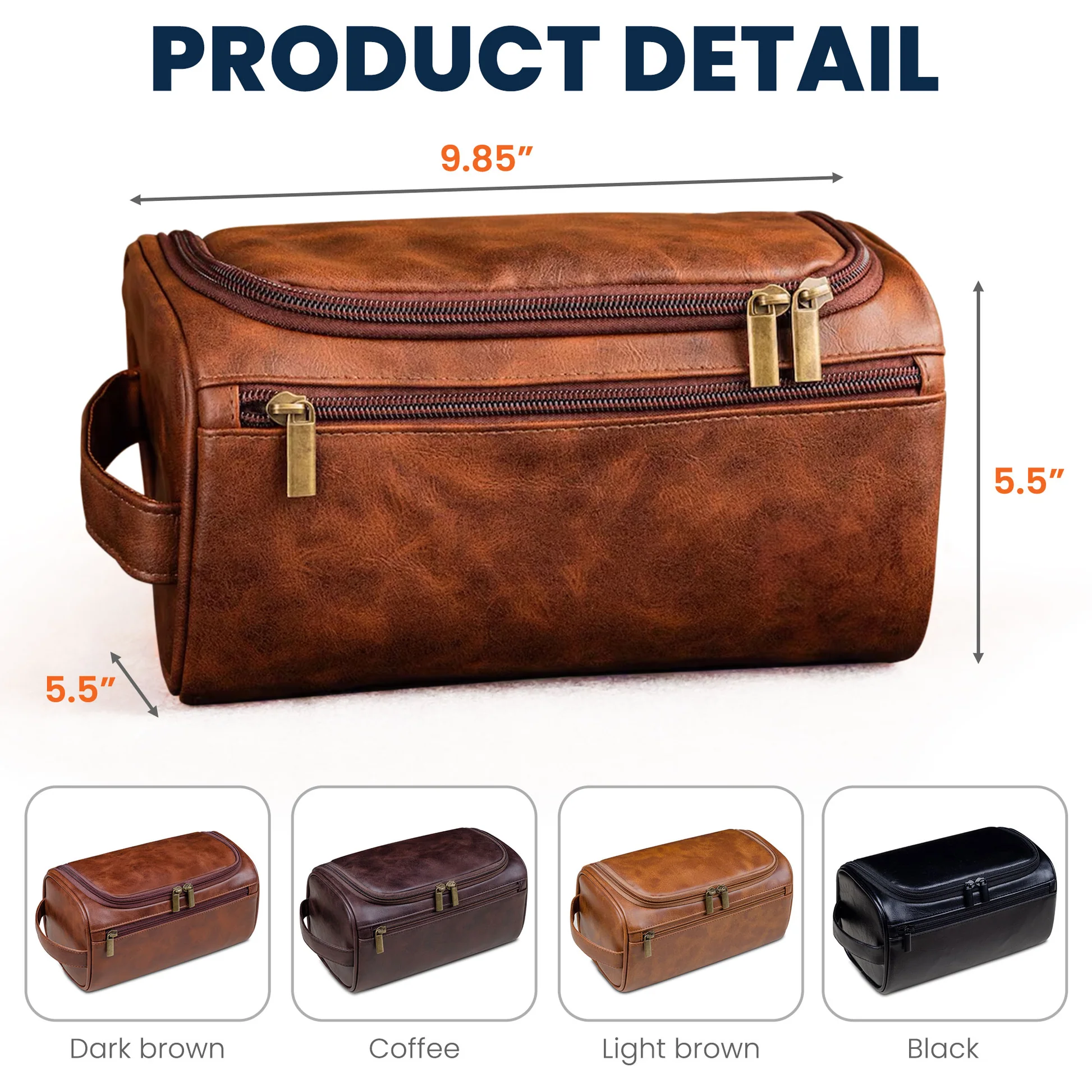 Custom Engraved Leather Toiletry Bag - Personalized Birthday Gifts For Dad, Brother, Grandpa, Husband - For The Man Who’s Always On The Move