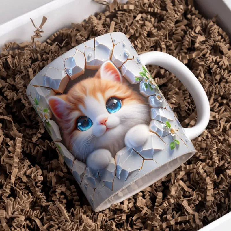 Charming 3D Cat Art Coffee Mug 
