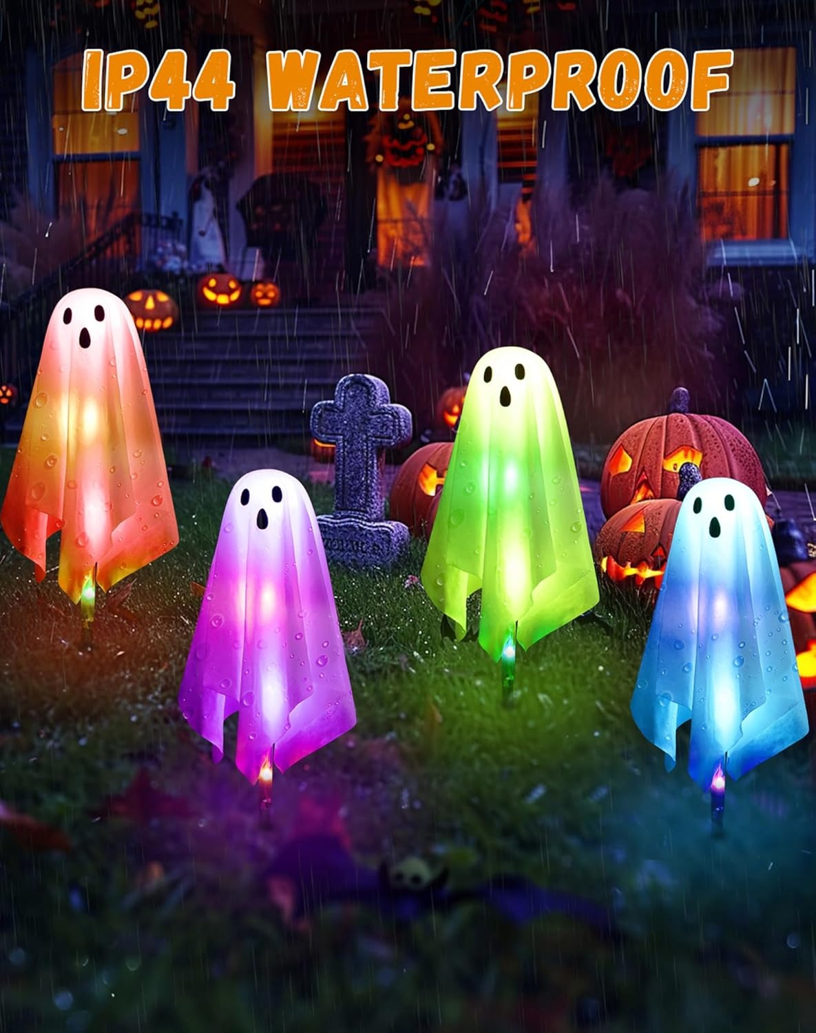 ⚡Flash Sale⚡4 Packs HalloweenGhost Pathway Lights Decorations Outdoor