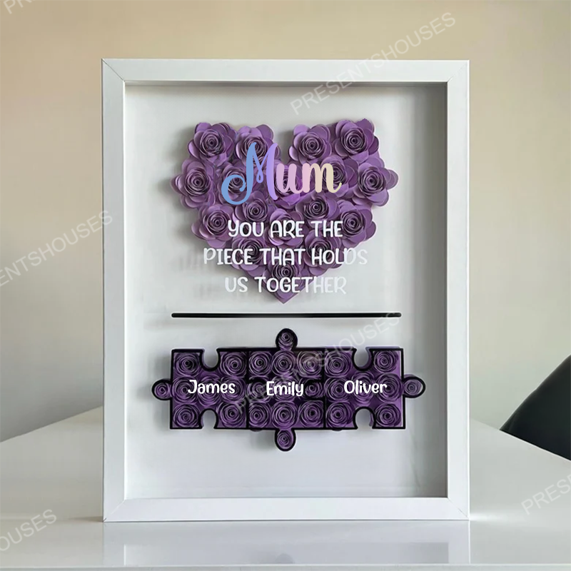 Mother's Day Jigsaw Puzzle Flower Shadow Box, Best Customized Gift for Mom