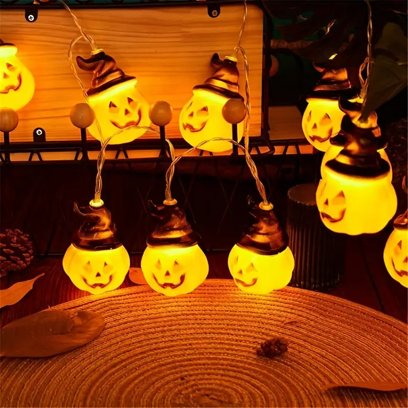 1pc halloween demon light strings 10leds fairy lights pumpkin shape christmas party garden doors and windows autumn decoration 1 5m details 8