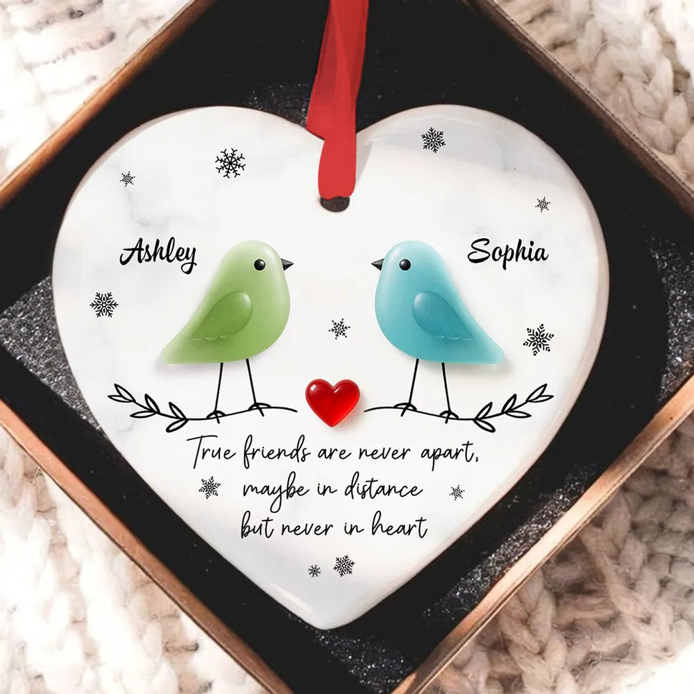 Personalized Funny Best Friends Besties Sea Glass Birds Ornament-Buy more Save more