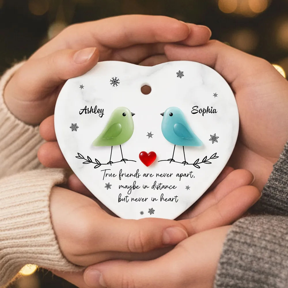 Personalized Funny Best Friends Besties Sea Glass Birds Ornament-Buy more Save more