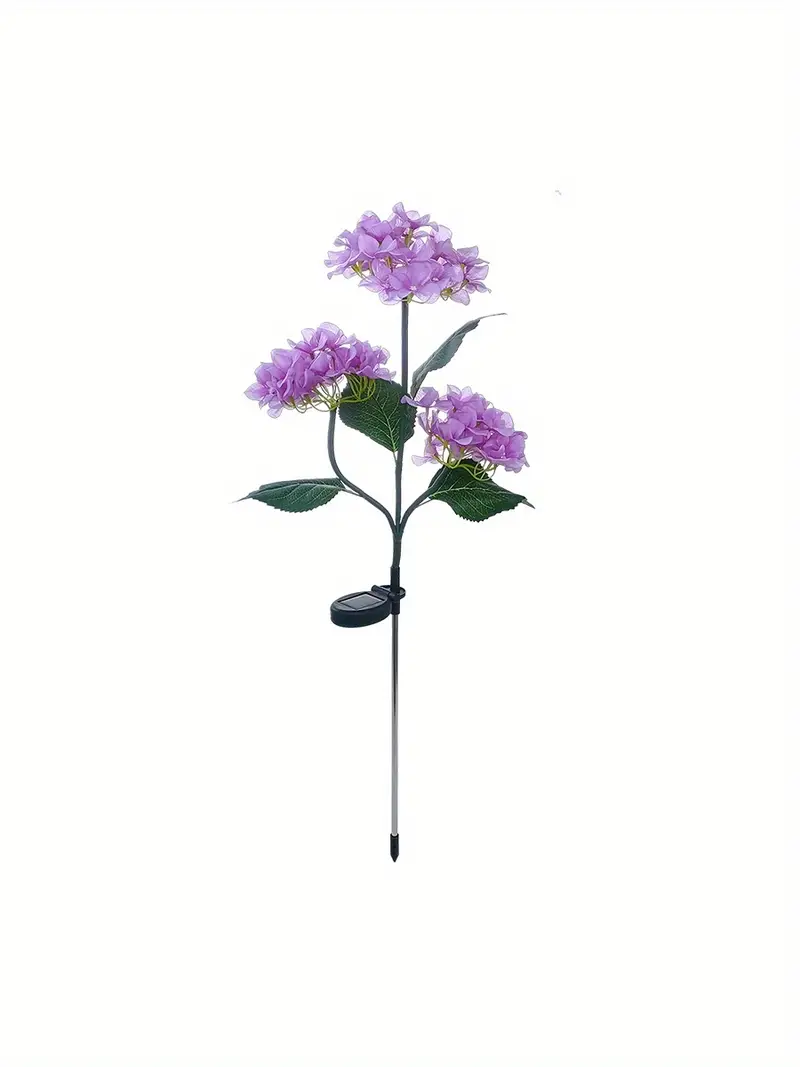 4 pack outdoor solar lights waterproof hydrangea garden stake lights realistic led flowers powered decorative ground solar flower lights for lawn decoration yard backyard decor gift details 13
