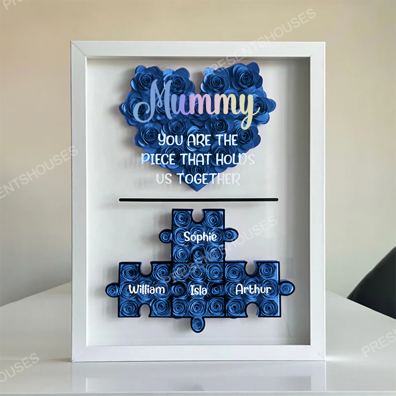 Mother's Day Jigsaw Puzzle Flower Shadow Box, Best Customized Gift for Mom