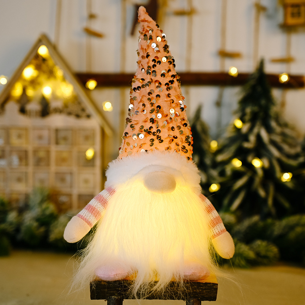 Christmas Sequins Glowing Gnome -- Tiered Tray Gnome