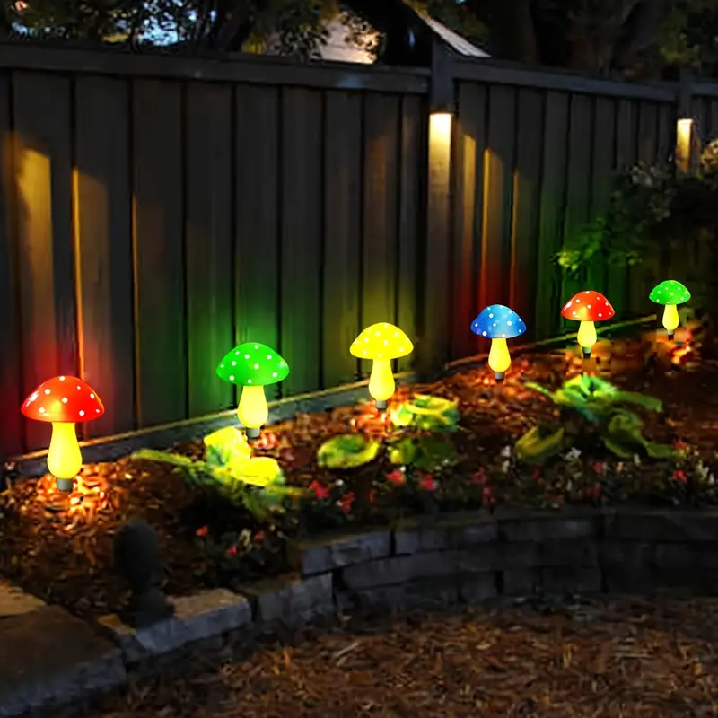 solar mushroom stakes lights 12packs mushroom solar lights outdoor garden 8 lighting modes solar mushroom lights for yard patio pathway lawn multicolored details 3