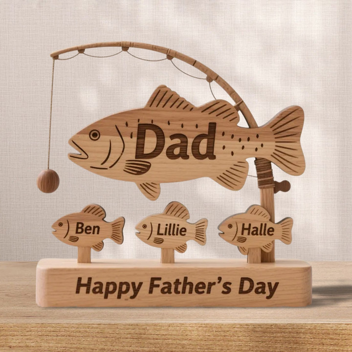 Personalized Fishing Dad Wooden Plaque