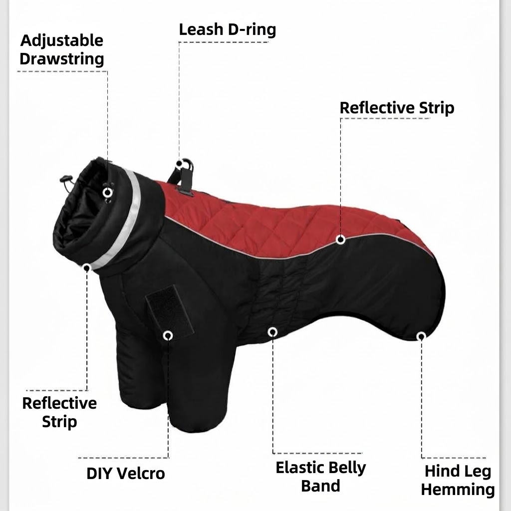 Big-Personalized Large Size Dog Winter Warm Windproof Padded Jacket