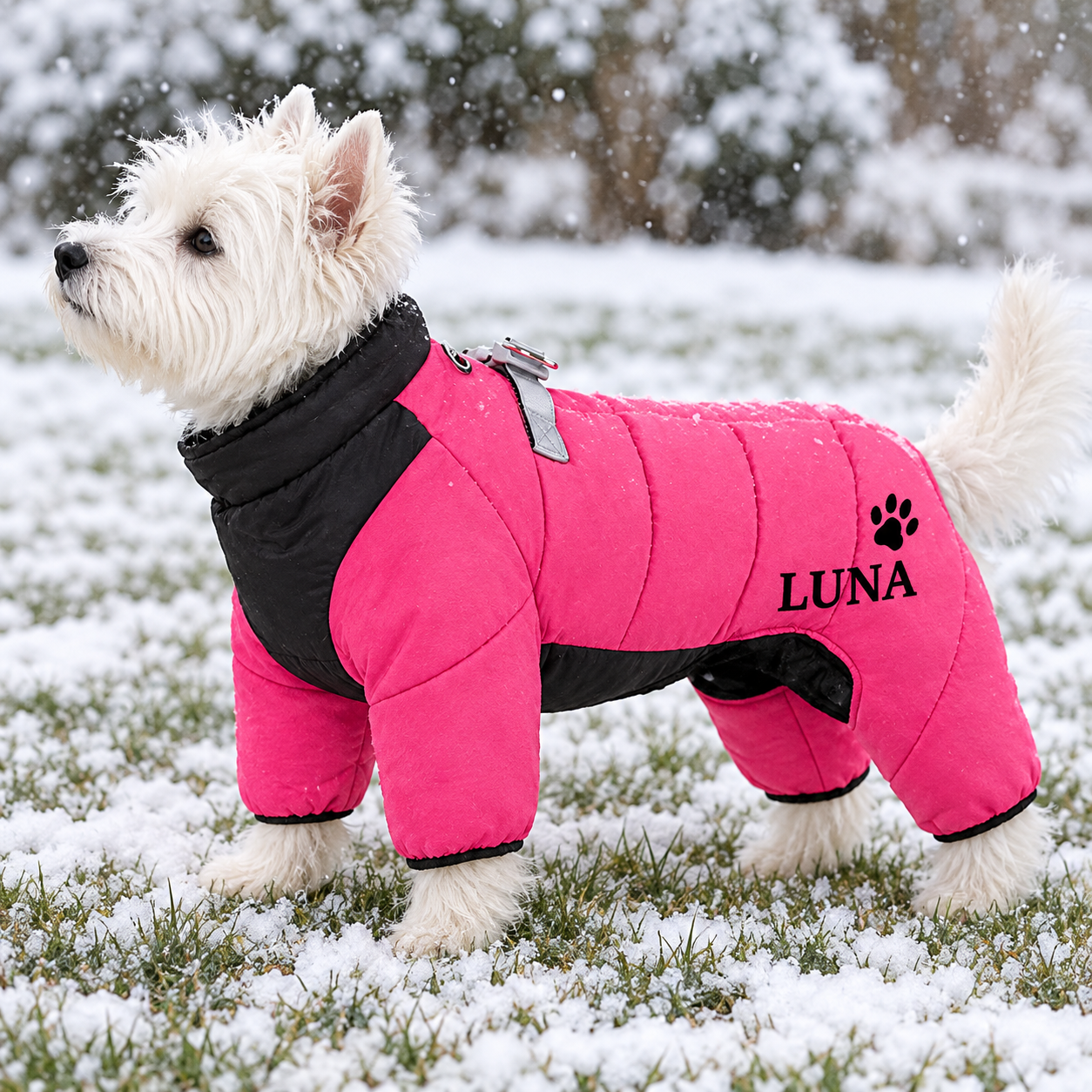 Personalized Pet Winter Warm Windproof Fleece-Lined Cotton Coat Jacket with name