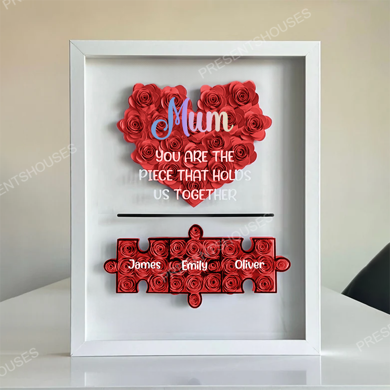 Mother's Day Jigsaw Puzzle Flower Shadow Box, Best Customized Gift for Mom