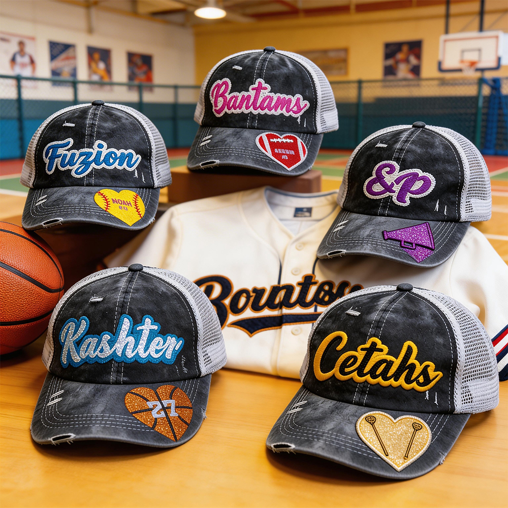 Personalized Sport Cap Adjustable Band Hat with Glittering Name and Number Gift for Ball Sports Lover