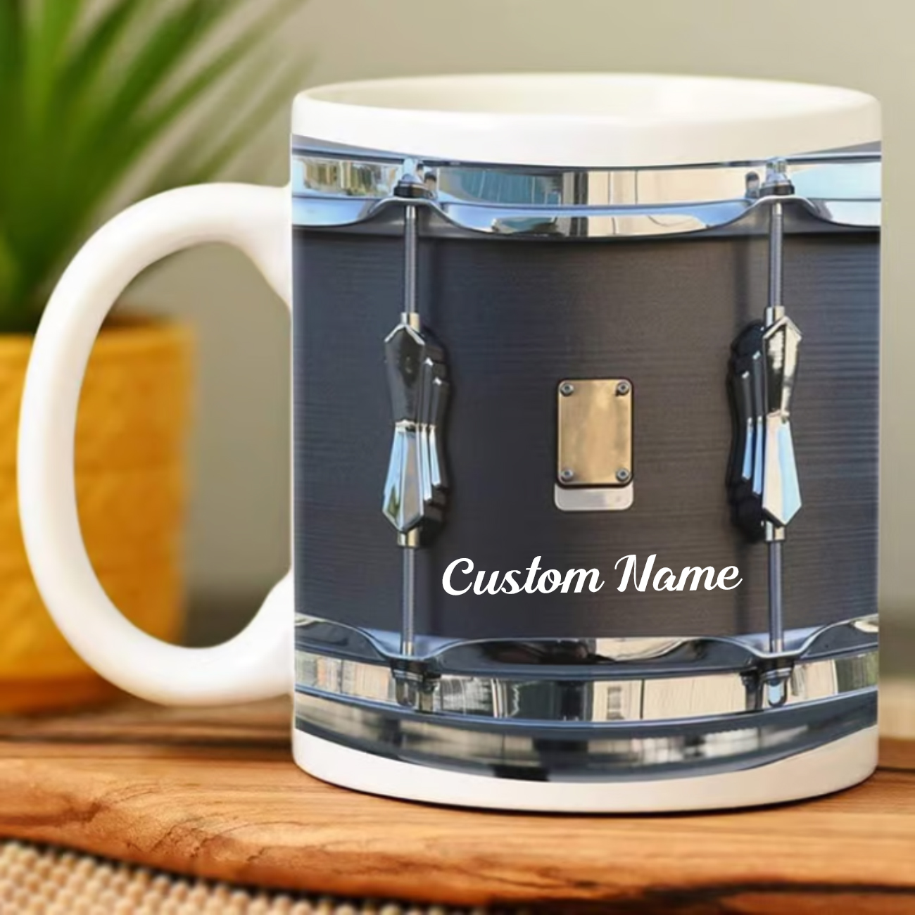 Black Vintage Drum Mug Funny Drumming Gifts, Gift for Drummer, Drumming Coffee Cup