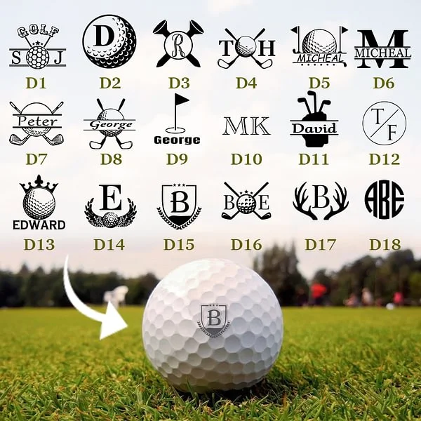 Personalized Monogrammed Initial Golf Ball Stamp with Metal Storage Box Birthday Father's Day Gift for Golf Player