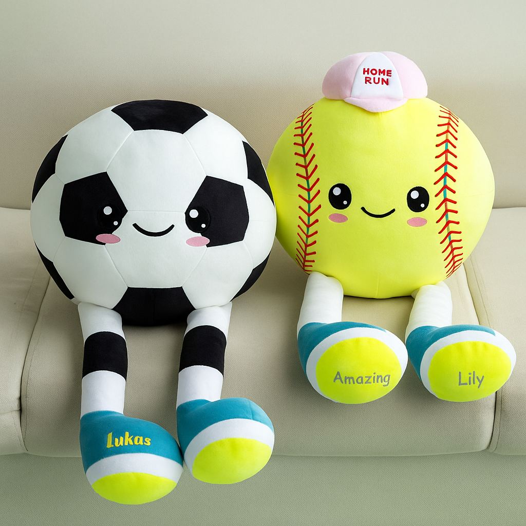 Personalized Softball/Volleyball Plush Toy with Name, Cute Sports Plush Doll, Sofa Bedroom Decor, Birthday/Christmas Gift for Kids/Sports Lover/Player