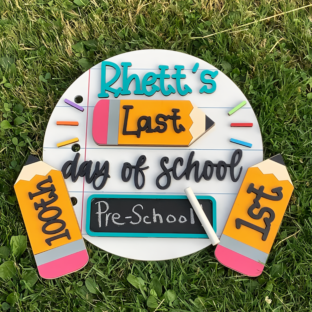 Personalized First/100th/Last Day of School Interchangeable Back to School Sign Prop For Kids Gift Ideas