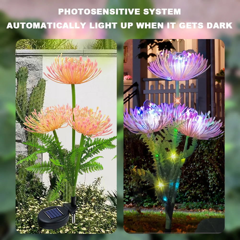 Solar Garden Lights Solar Flowers Lights with Glowing Flowers Stem Solar Lights Outdoor for Yard Garden Decoration Gift
