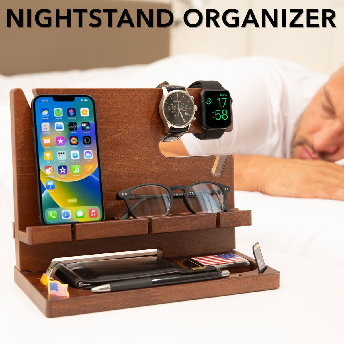 Wood personalized docking station for smartphone