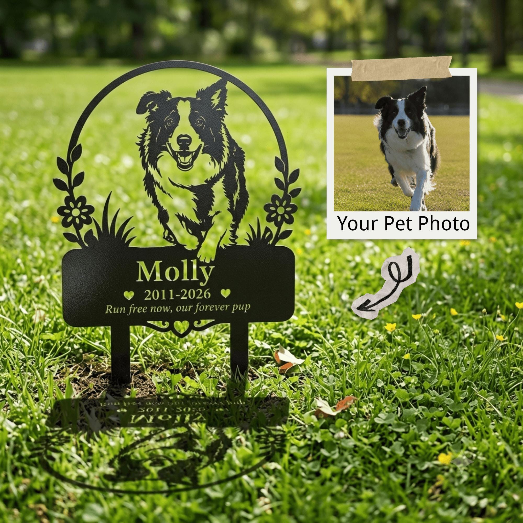 Personalized Pet Portrait Garden Memorial Stake 