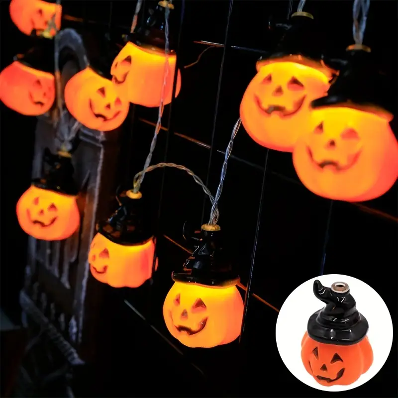 1pc halloween demon light strings 10leds fairy lights pumpkin shape christmas party garden doors and windows autumn decoration 1 5m details 6