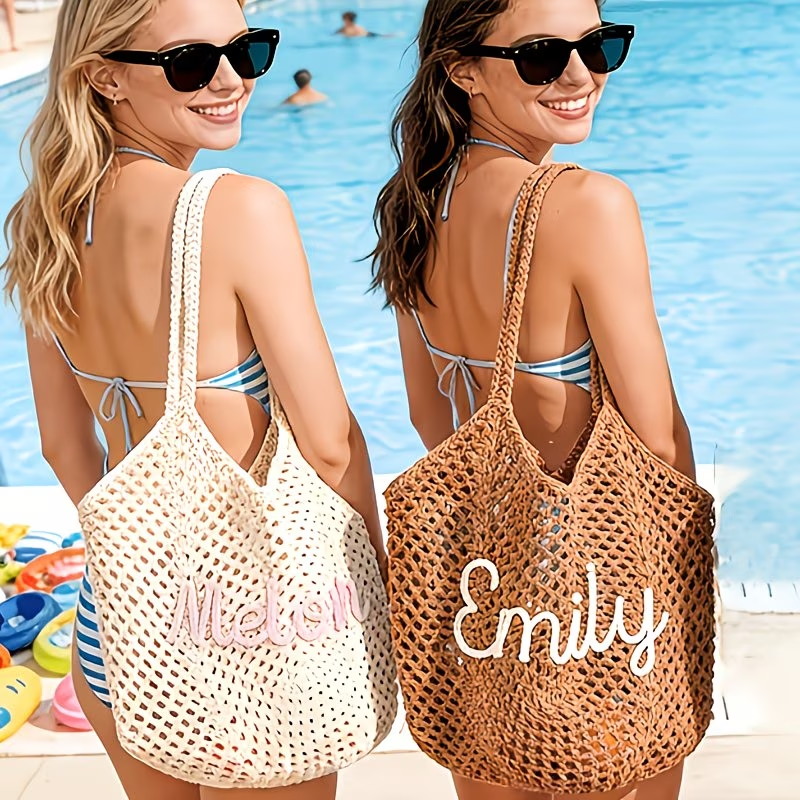 Personalized Crochet beach tote bags, Travel Beach Bag