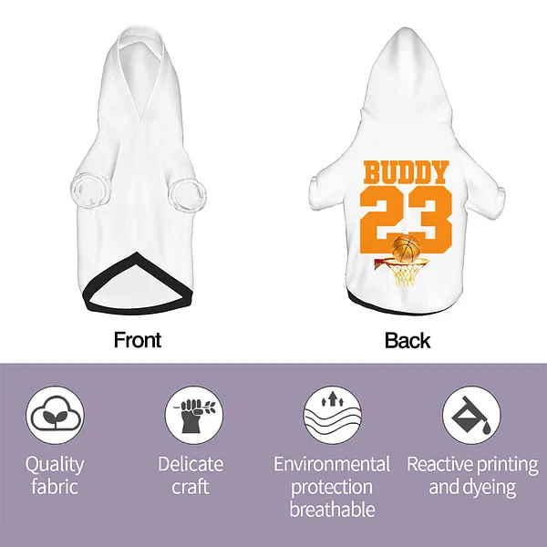 Personalized Multicolor Basketball Football Baseball Dog Hoodie with Name Number