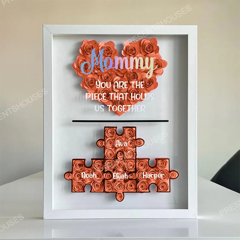 Mother's Day Jigsaw Puzzle Flower Shadow Box, Best Customized Gift for Mom