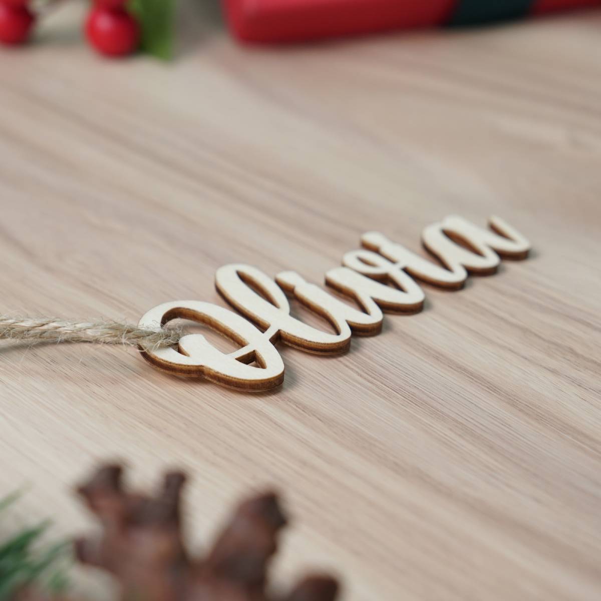Set Of Christmas Stocking Wooden Name Tags, Gift For Family, Christmas Decoration