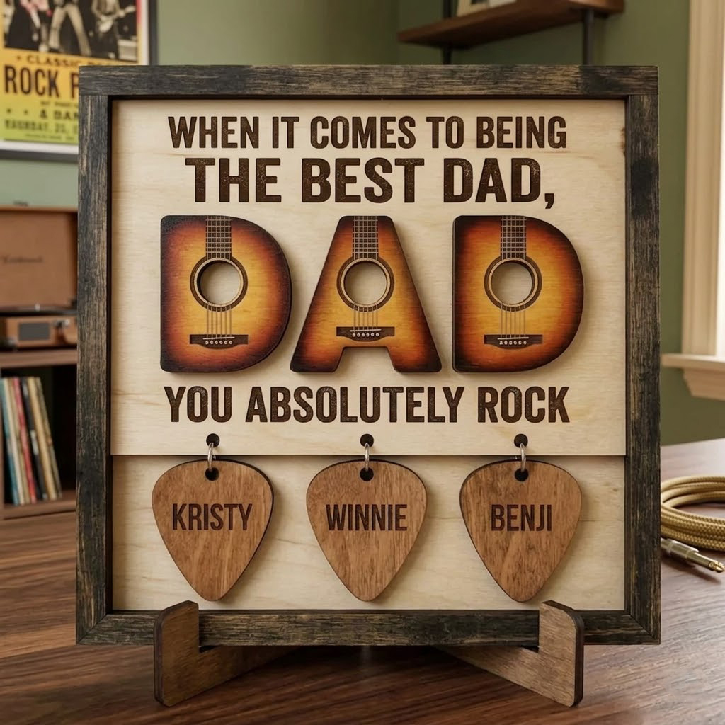 Personalized Dad Guitar Sign, Music Lover Dad Decor