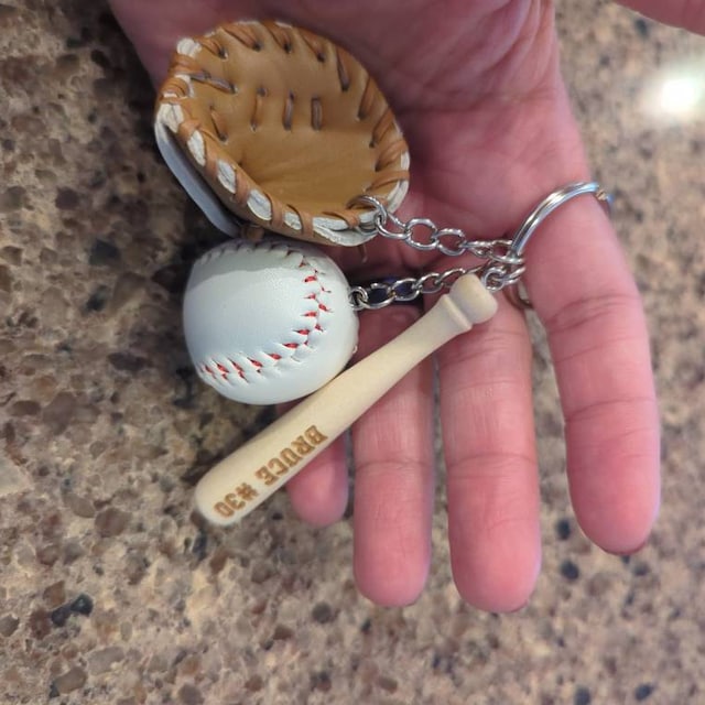 Baseball Key Chain | Mini Baseball Set Bag Tag | Custom for Baseball Game | Gift for Baseball Team | Gift for Athlete | Backpack Keychain
