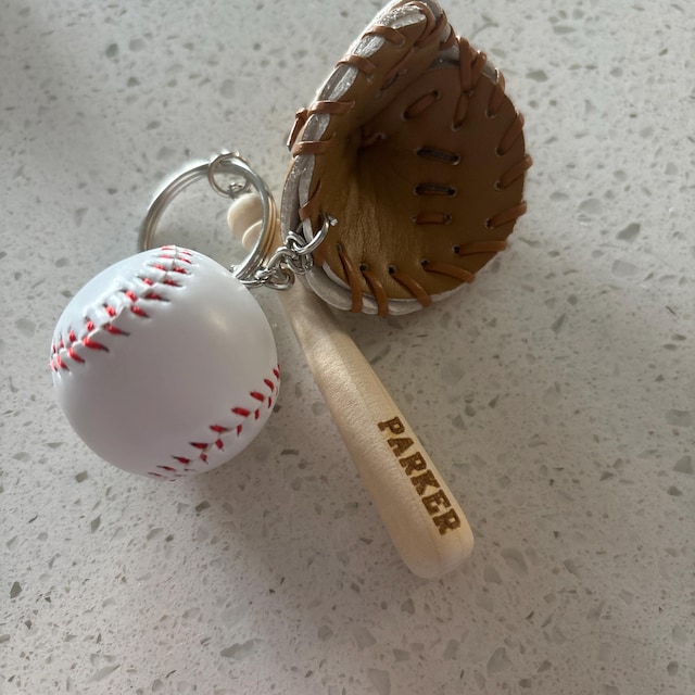 Baseball Key Chain | Mini Baseball Set Bag Tag | Custom for Baseball Game | Gift for Baseball Team | Gift for Athlete | Backpack Keychain