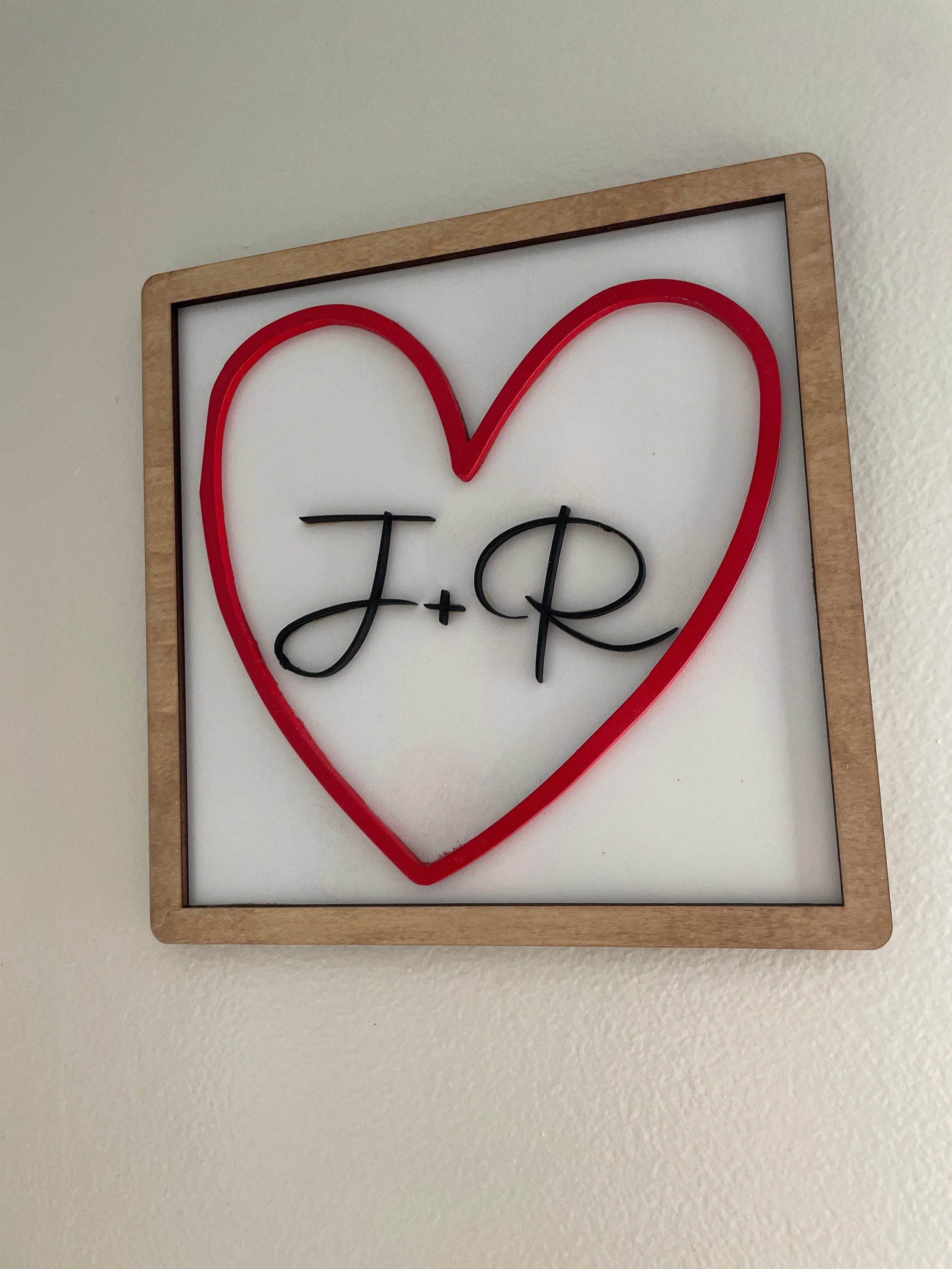 Personalized Initials Heart Sign - Valentines Heart with initials - Tiered Tray Valentines Signs or Shelf Signs - Personalized Valentines