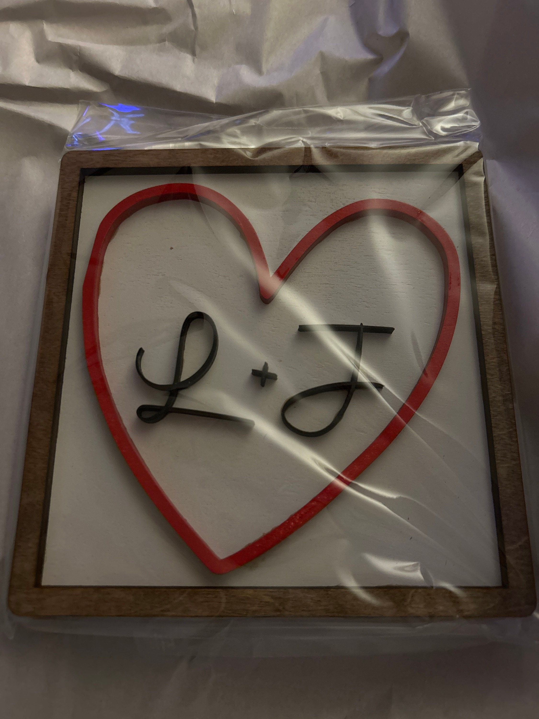 Personalized Initials Heart Sign - Valentines Heart with initials - Tiered Tray Valentines Signs or Shelf Signs - Personalized Valentines