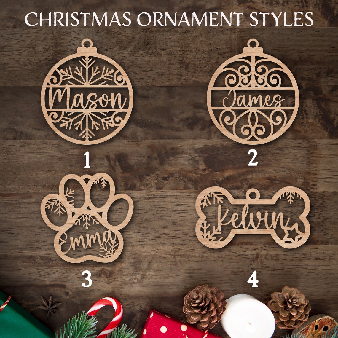 Personalized Name Christmas Ornament, Custom Pet Ornament