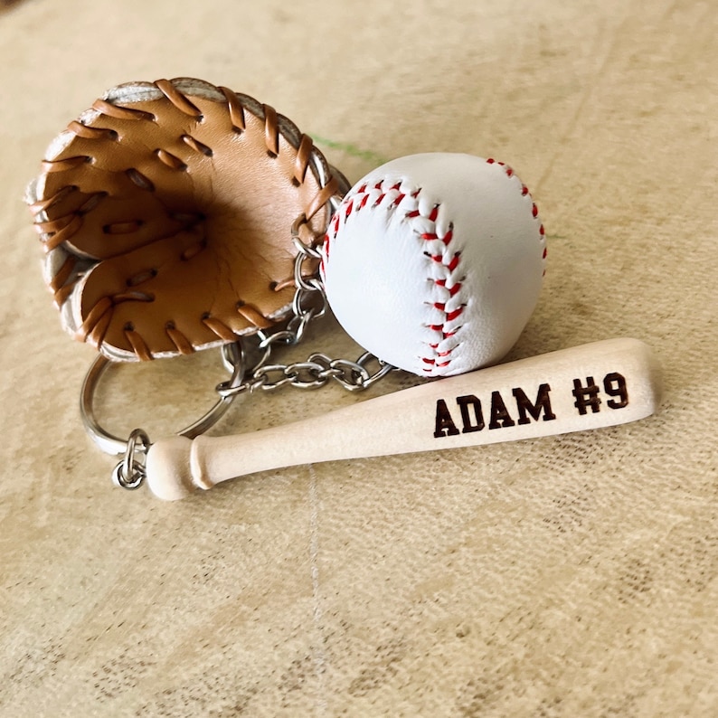 Baseball Key Chain | Mini Baseball Set Bag Tag | Custom for Baseball Game | Gift for Baseball Team | Gift for Athlete | Backpack Keychain