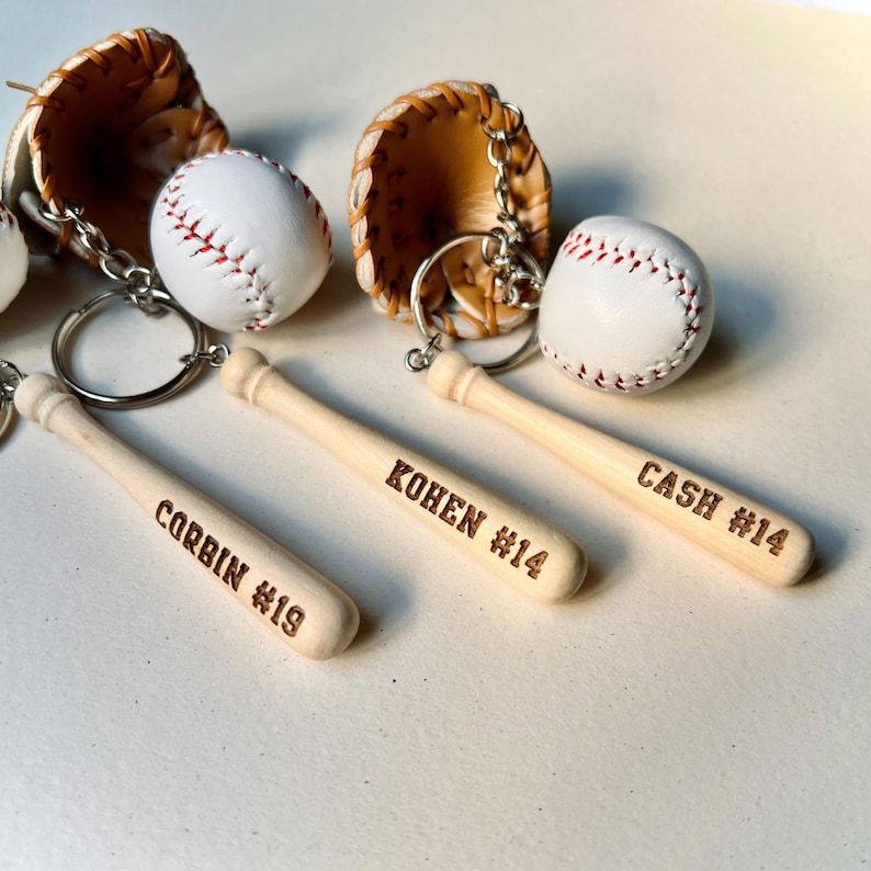 Baseball Key Chain | Mini Baseball Set Bag Tag | Custom for Baseball Game | Gift for Baseball Team | Gift for Athlete | Backpack Keychain