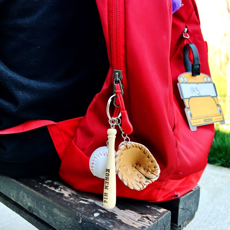 Baseball Key Chain | Mini Baseball Set Bag Tag | Custom for Baseball Game | Gift for Baseball Team | Gift for Athlete | Backpack Keychain
