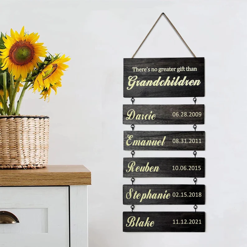 Personalized Grandkids Hanging Sign (Engraved) Family Keepsake