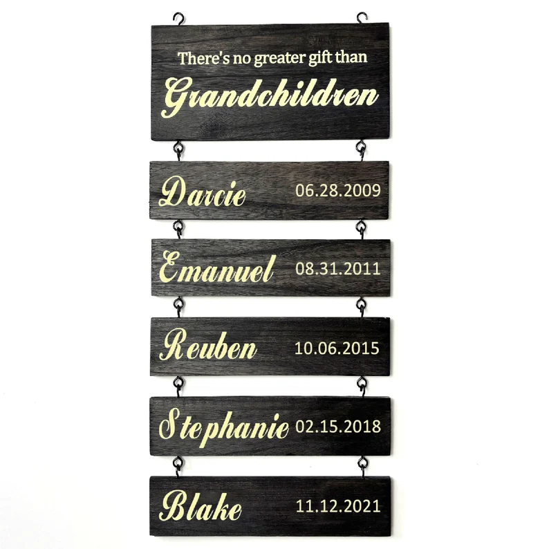 Personalized Grandkids Hanging Sign (Engraved) Family Keepsake