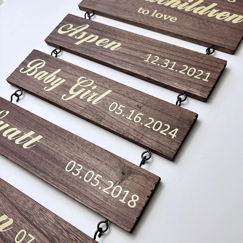 Personalized Grandkids Hanging Sign (Engraved) Family Keepsake