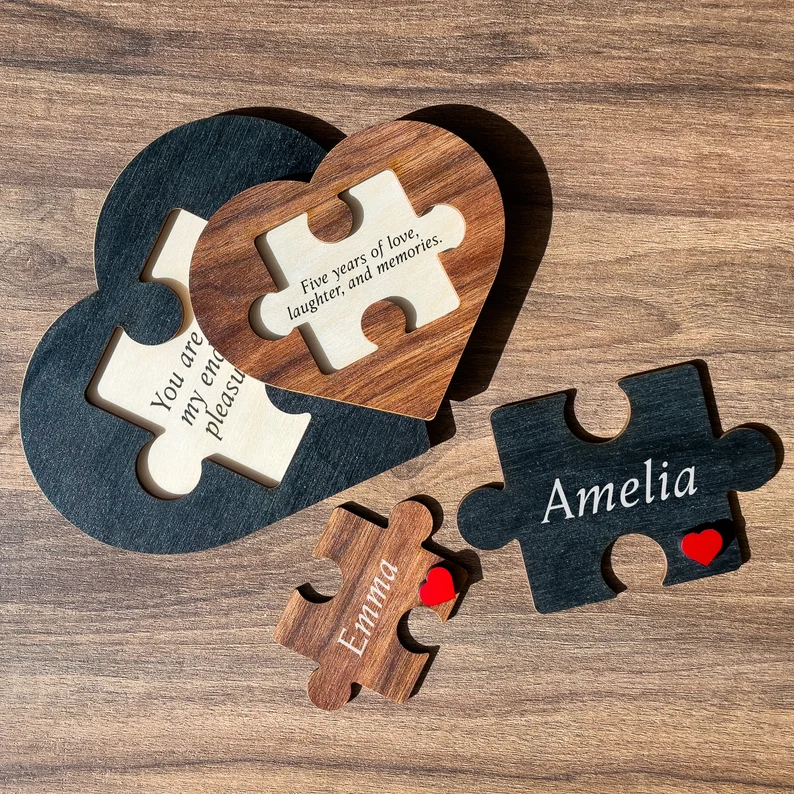 Personalized Love Keepsake Couple Jigsaw Puzzle Name Logo