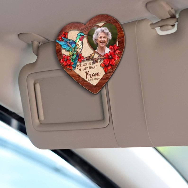Custom Memorial Photo Car Visor Clip, Dad Picture Memorial Car Visor Clip, Loss Of Father Memorial Gift, In Loving Memory Keepsake Gifts