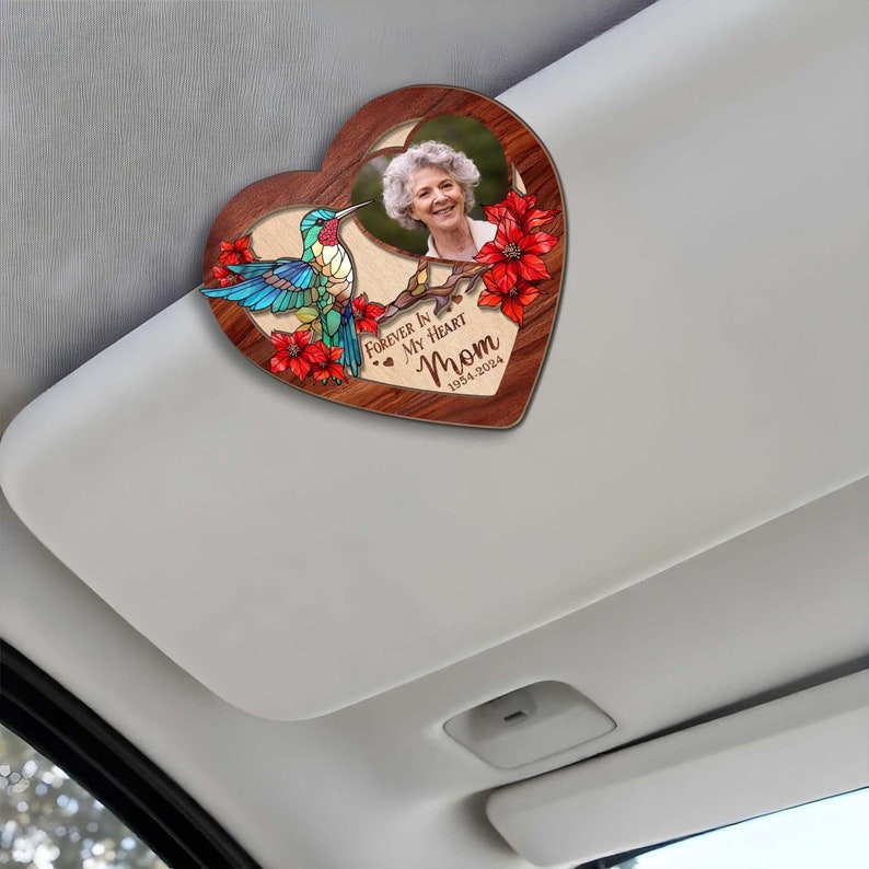 Custom Memorial Photo Car Visor Clip, Dad Picture Memorial Car Visor Clip, Loss Of Father Memorial Gift, In Loving Memory Keepsake Gifts