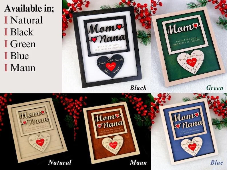 Mom Puzzle Sign Mother's Day Gift from Kids Husband Custom Engraved Wood Sign Piece That Holds Us Together Grandma Gift Personalized Unique
