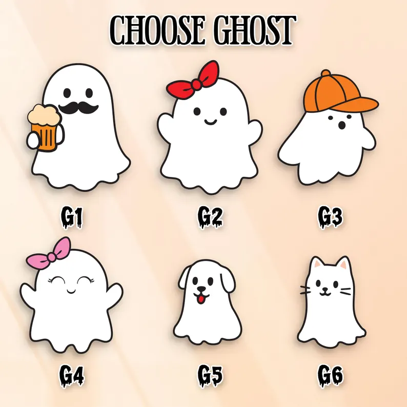  Personalized Custom Halloween Ghost Family, Our Boo Crew, Halloween Family Sign, Cute Halloween Decor