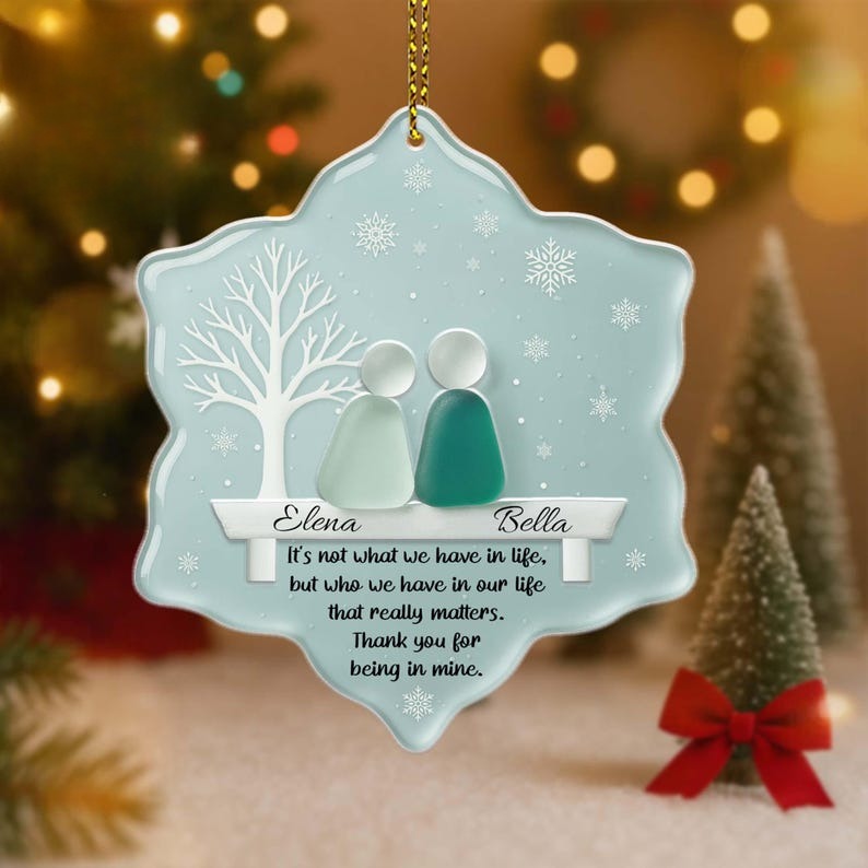 Personalized Funny Best Friends Sea Glass Ornament