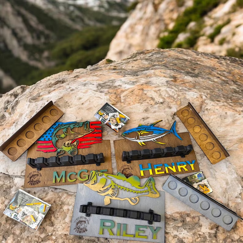 Fishing Rod Holder Personalized Wall Mount