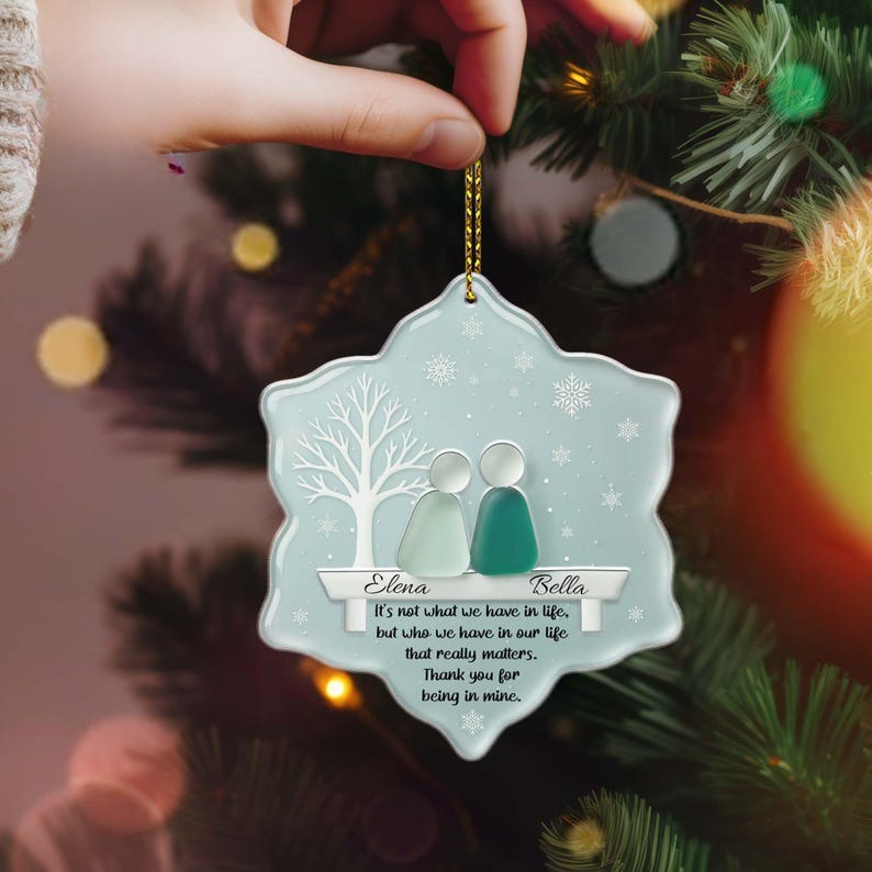 Personalized Funny Best Friends Sea Glass Ornament